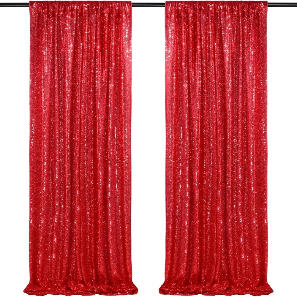 2 Pieces RED Thick Sequin 2 Panels 2FTx8FT